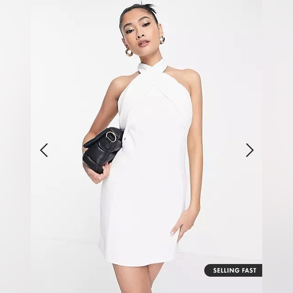 ASOS DESIGN halter mini dress in textured crepe - Picture 1 of 7